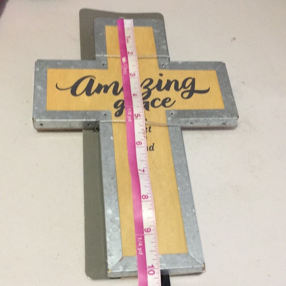 Wooden galvanized standing or wall cross “amazing grace how sweet the sound” NEW - Picture 10 of 17